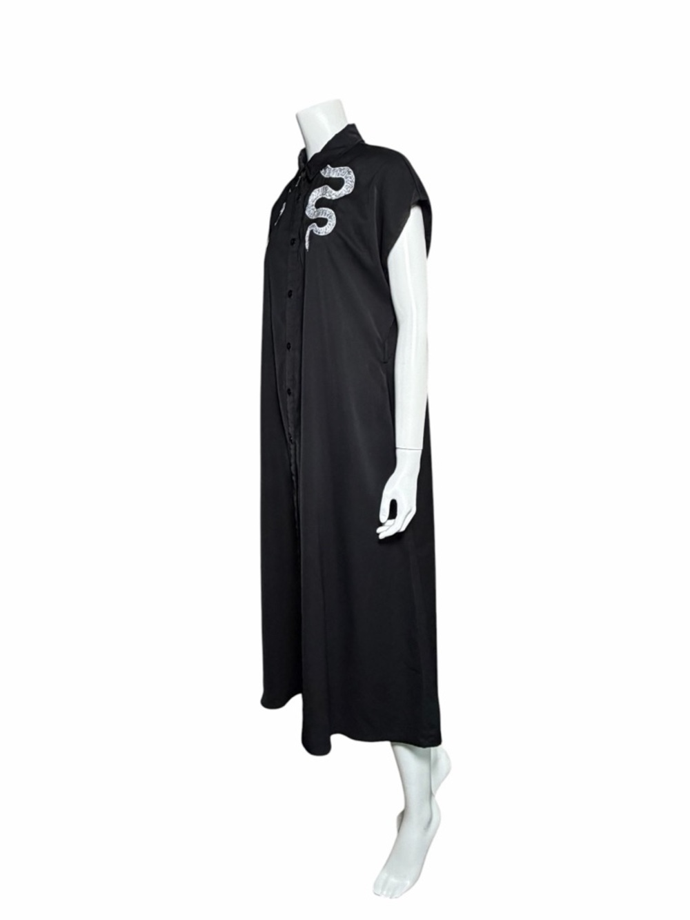 Disturbia Slither Midi Dress Black Snake Embroidered Shirt Dress US 4 - Picture 6 of 13